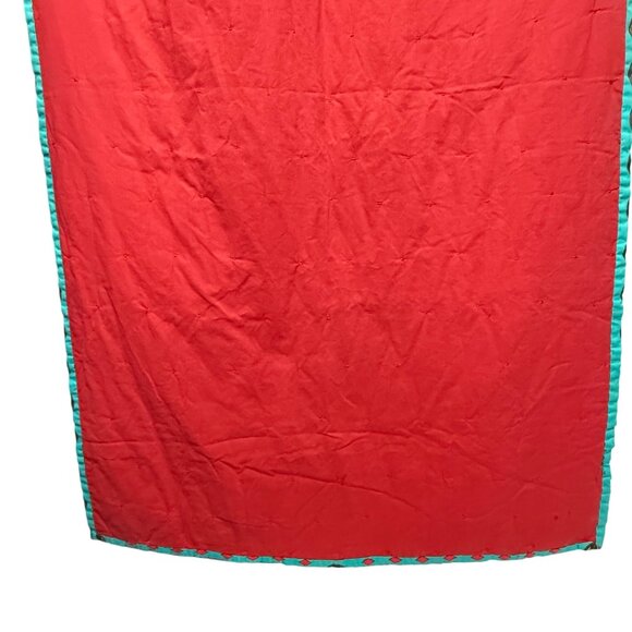 Vintage 1989 Power Rangers 82” x 41” Hand Made Tied Quilt Red Blue Twin Coverlet - Picture 6 of 11